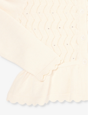 Shop Tutu Du Monde Girls Parchment Kids Dalli Crystal-embellished Cotton-knit Cardigan 4-11 Years