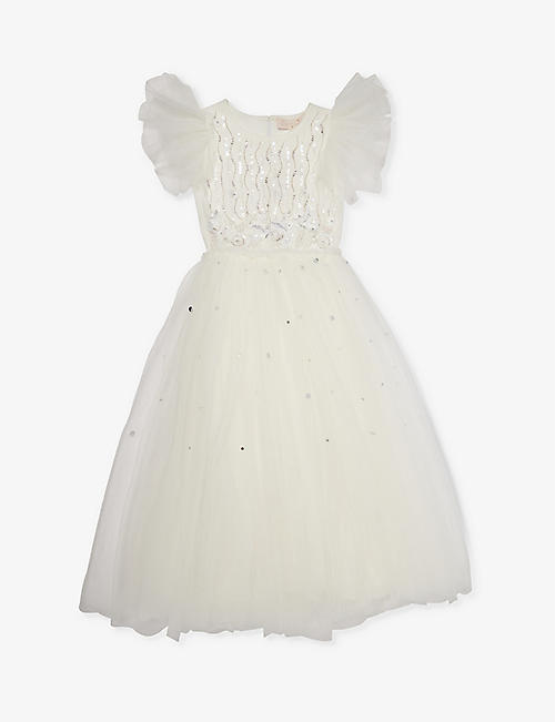 TUTU DU MONDE: Wisteria sequin-embellished cotton-jersey dress 4-11 years