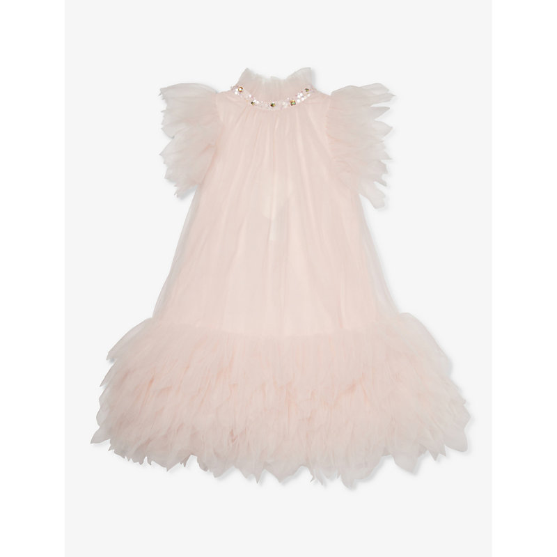 Shop Tutu Du Monde Girls Heavenly Pink Kids Dahlia Frill-trim Tulle Dress 4-11 Years