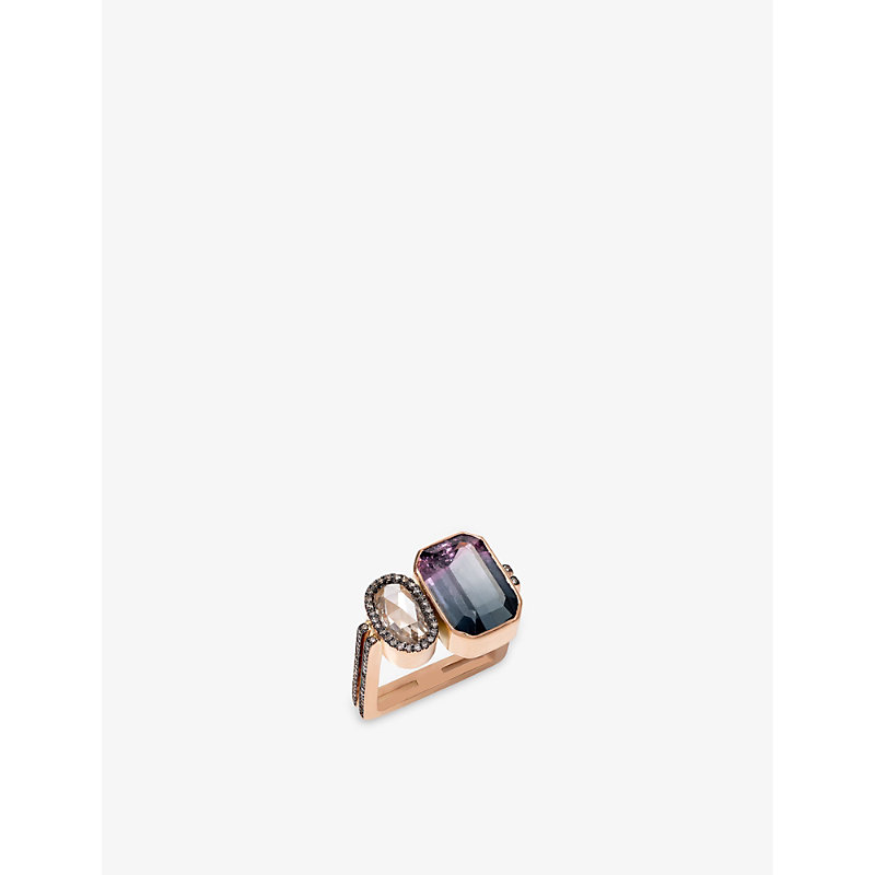 The Alkemistry Womens Rose Gold Ia Jewels 14ct Rose-gold, Tourmaline And 0.59ct Diamond Ring