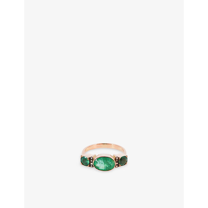 The Alkemistry Womens Rose Gold Ia Jewels 14ct Rose-gold, Emerald And 0.048ct Diamond Ring