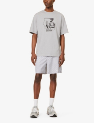 Shop Daily Paper Men's Sleet Grey Place Of Origin Logo-print Cotton-jersey T-shirt