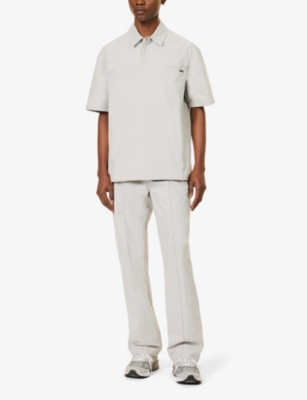 Shop Daily Paper Men's Sleet Grey Dembe Relaxed-fit Cotton-poplin Shirt