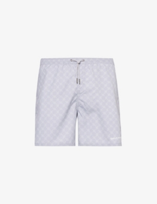 Shop Daily Paper Kato Monogram-pattern Swim Shorts In Sleet Grey