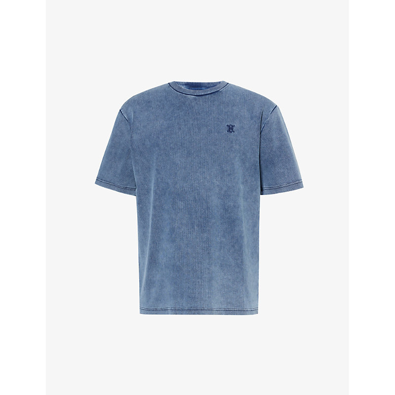 Daily Paper Mens Blue Abasi Logo-embroidered Stretch-cotton Jersey T-shirt