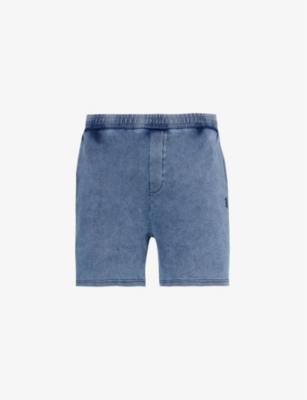 Shop Daily Paper Men's Blue Abasi Logo-embroidered Stretch-cotton Jersey Shorts