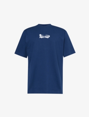 Shop Daily Paper Men's Pageant Blue Scratch Logo-pattern Cotton-jersey T-shirt