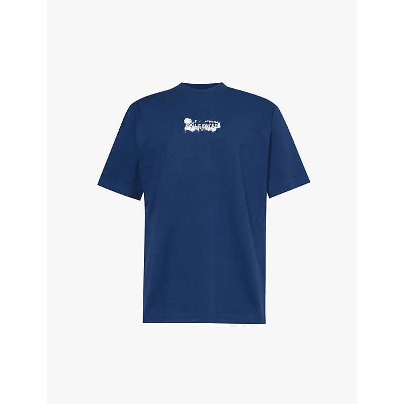 Shop Daily Paper Men's Pageant Blue Scratch Logo-pattern Cotton-jersey T-shirt