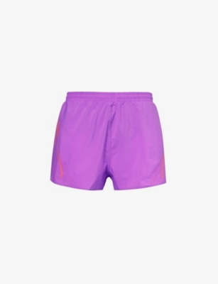 Adidas By Stella Mccartney Womens Shock Purple Running Brand-print Recycled-polyester Shorts