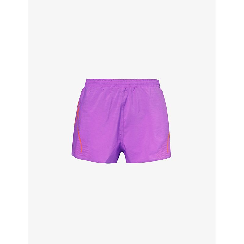 Adidas By Stella Mccartney Womens Shock Purple Running Brand-print Recycled-polyester Shorts