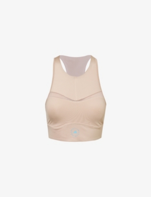 Adidas By Stella Mccartney Womens New Rose Training Mesh-panel Stretch-recycled-polyester Sports Bra