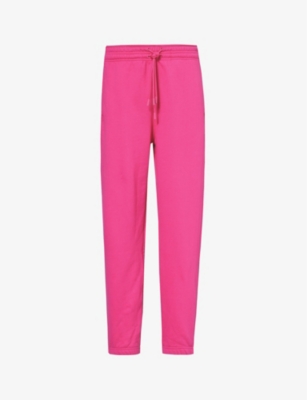 Shop Adidas By Stella Mccartney Womens Real Magenta Slip-pocket Brand-print Organic-cotton Jogging Bottom