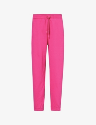 Shop Adidas By Stella Mccartney Women's Real Magenta Slip-pocket Brand-print Organic-cotton Jogging Botto