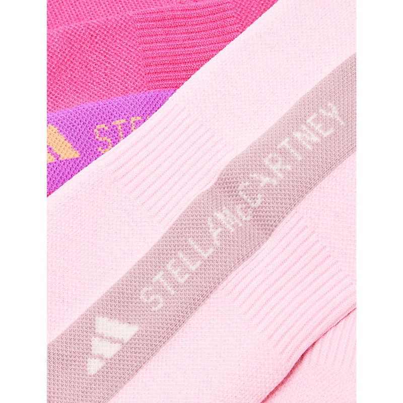 Shop Adidas By Stella Mccartney Women's Pink/magenta/mauve Branded Pack Of Two Stretch-recycled Nylon Soc