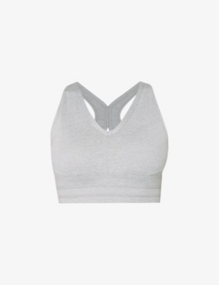 SWEATY BETTY: Gaia logo-embossed V-neck stretch-jersey yoga bra