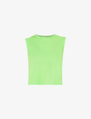 SWEATY BETTY: Breathe Easy logo-brand cropped stretch recycled-polyester tank top