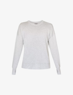 Sweaty Betty Womens Light Grey Marl After Class Long-sleeve Organic-cotton Sweatshirt