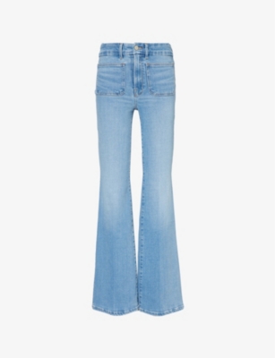 Shop Good American Women's Indigo656 Good Legs Flared-leg Mid-rise Stretch-denim Jeans