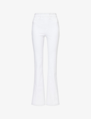 Shop Good American Women's White001 Pull-on Flared High-rise Stretch Denim-blend Jeans