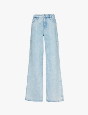GOOD AMERICAN: Good Ease rhinestone-embellished wide-leg mid-rise jeans