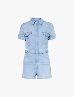 Good American Fit For Success Denim Utility Romper In Blue274