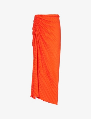 GOOD AMERICAN: Elasticated-waist pleated woven maxi sarong