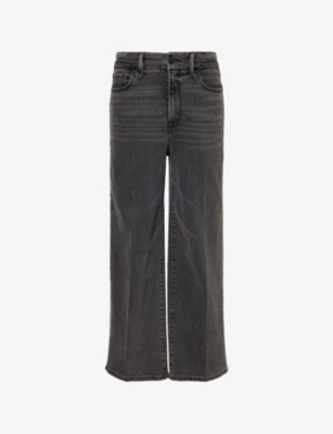 Shop Good American Women's Black329 Good Waist Palazzo Wide-leg High-rise Stretch-denim Jeans