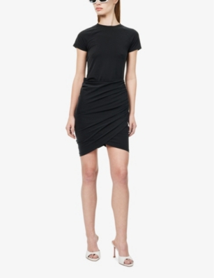 GOOD AMERICAN WOMENS BLACK001 ASYMMETRIC-HEM SLIM-FIT STRETCH-WOVEN MINI DRESS 