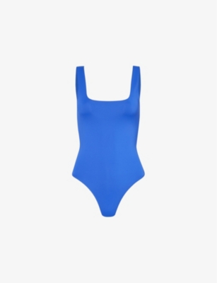 Shop Good American Women's Wave Blue002 Scuba Modern Square-neck Stretch-jersey Body