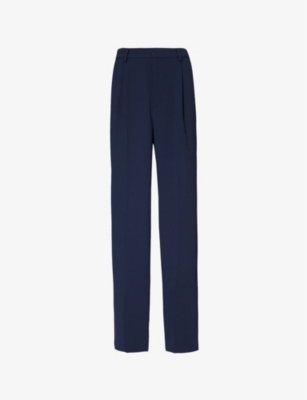 Shop Good American Womens  Luxe Pleated Straight-leg High-rise Woven Trousers In New Navy002