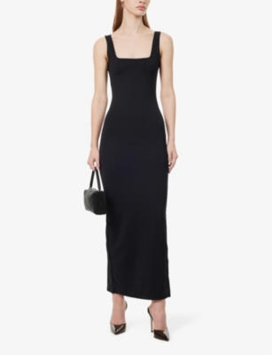 Shop Good American Women's Black001 Modern Square-neck Stretch-woven Maxi Dress