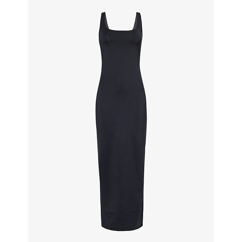 Good American Womens Black001 Modern Square-neck Stretch-woven Maxi Dress