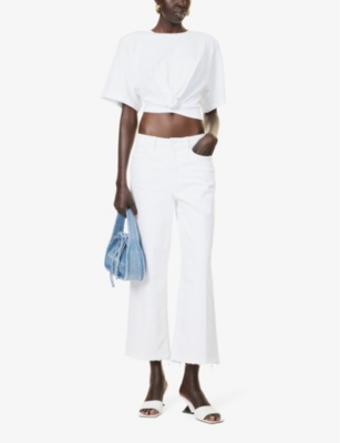 Shop Good American Women's White001 Good Waist Wide-leg High-rise Stretch-denim Jeans