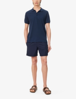 Vilebrequin Mens Bleu Marine Palatin Logo-embroidered Cotton Polo Shirt In Bleu Marine