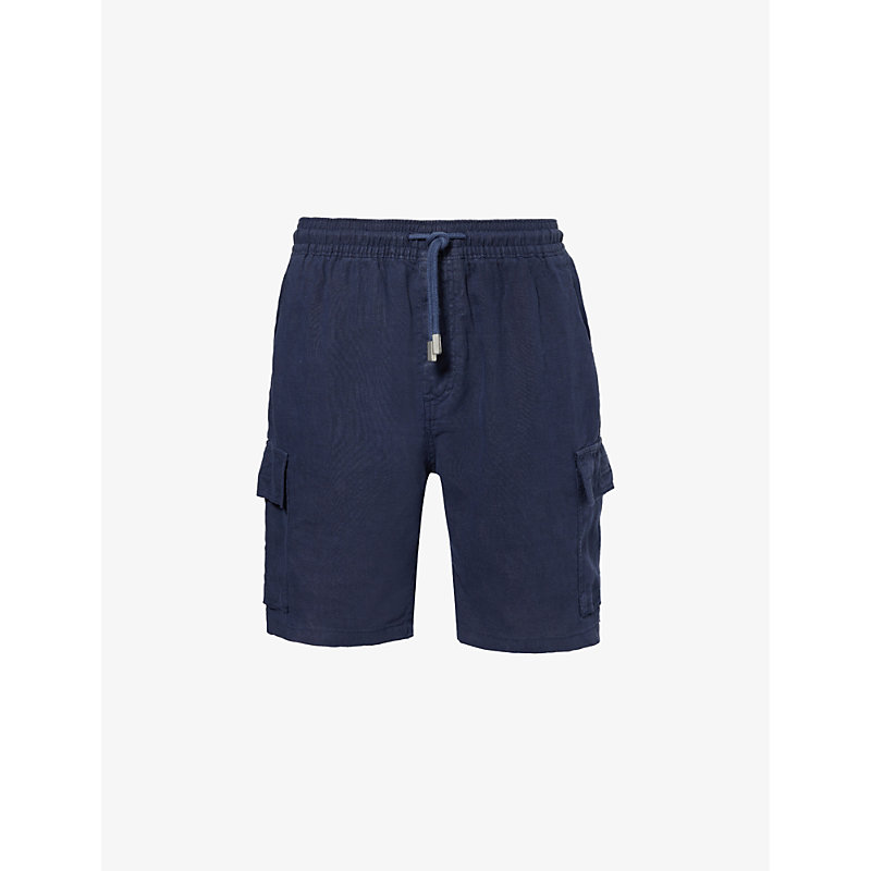 Shop Vilebrequin Baie Drawstring-waist Linen Shorts In Bleu Marine