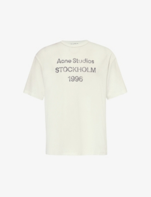 Shop Acne Studios Men's Dusty White Exford Cotton-blend Jersey T-shirt