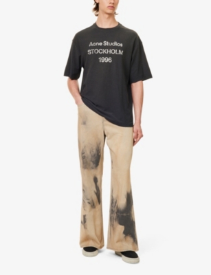 Shop Acne Studios Men's Faded Black Exford Cotton-blend Jersey T-shirt
