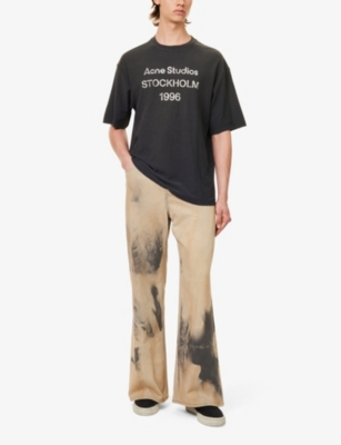 Acne Studios Men Crew Neck T-shirt With Print In Black
