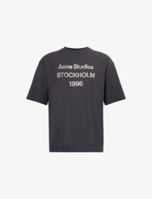 Shop Acne Studios Men's Faded Black Exford Cotton-blend Jersey T-shirt