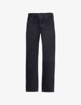 Shop Acne Studios Men's Black 1996 Straight-leg Mid-rise Jeans