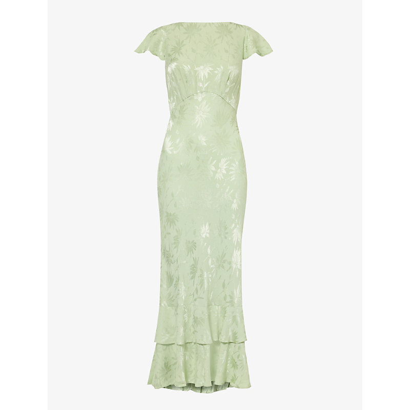 Rixo London Rixo Womens Jacquard Sage Liberty Floral-jacquard Layered-hem Woven Maxi Dress