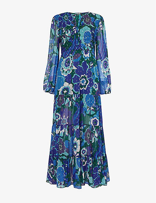 RIXO: Lori floral-print tiered georgette midi dress