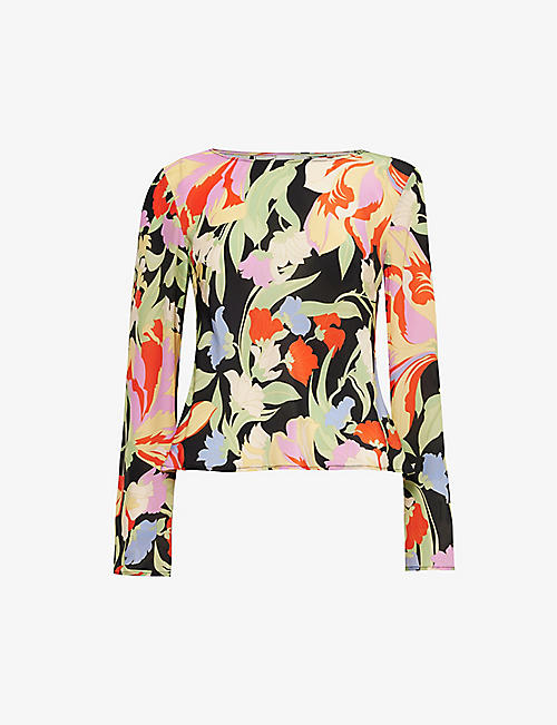 RIXO: Verona floral-print silk-crepe top