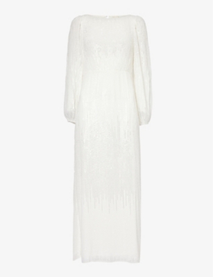 Shop Rixo London Rixo Women's Ivory Sequin Coco Sequin-embellished Woven Maxi Dress