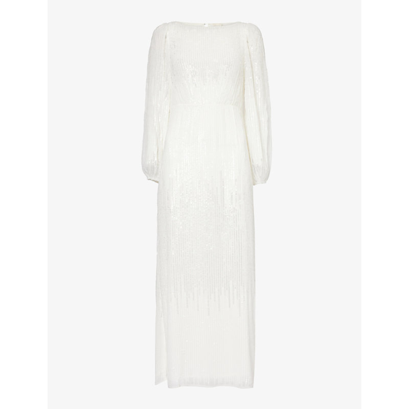 Shop Rixo London Coco Sequin-embellished Woven Maxi Dress In Ivory Sequin