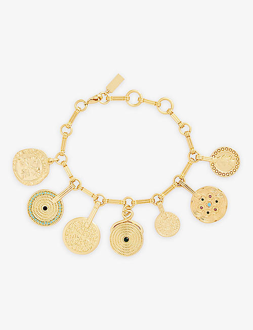 RIXO: Adie 18ct yellow-gold-plated metal bracelet