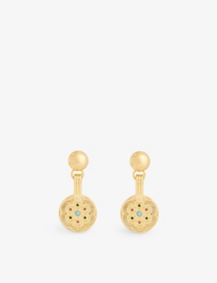 RIXO: Anouk 18ct yellow gold-plated metal earrings