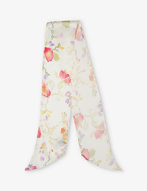 RIXO: Alexa floral-pattern silk scarf