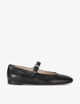 Le Monde Beryl Womens Black Mary Jane Leather Ballet Flats