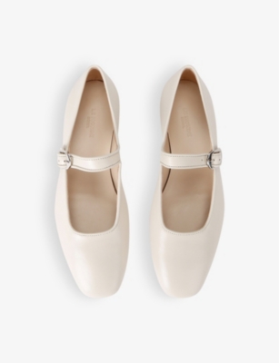 LE MONDE BERYL WOMENS WHITE MARY JANE LEATHER BALLET FLATS EUR 41 / 8 UK 